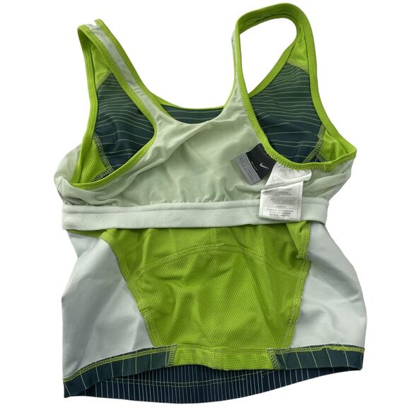 Nike Womens Size XS Fitted Athletic Tank Top Built in Bra Sleeveless Yellow Blue - Picture 9 of 16